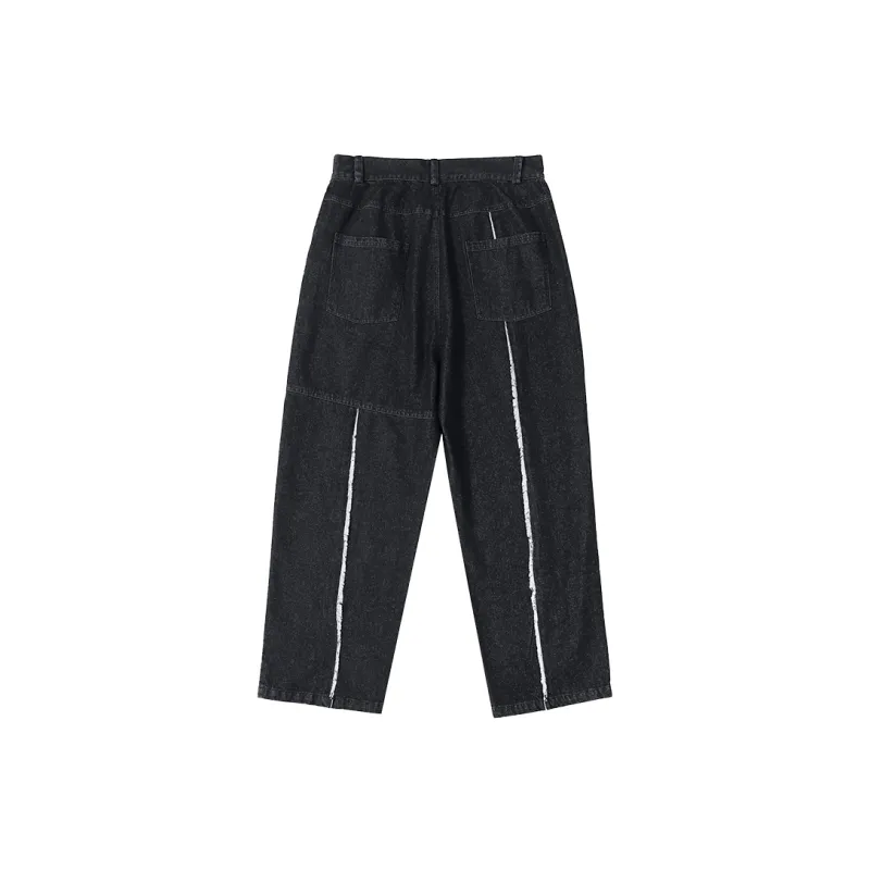 F426 Straight Jeans Unisex Washed Black-1
