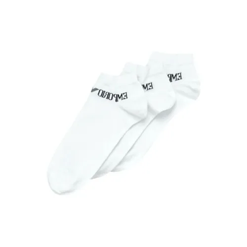 EMPORIO ARMANI Men's Logo Printing Socks 3 Packs White