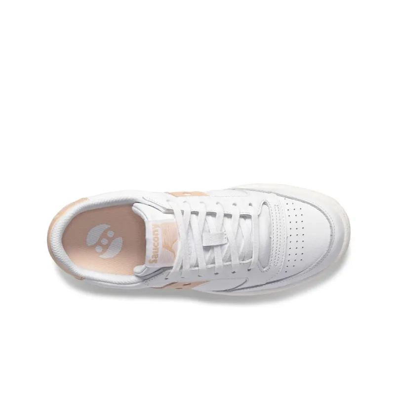 Saucony Jazz Court Metallic Anti Slip Wear Resistant Low Top Skateboard Shoes Women's White Apricot-3