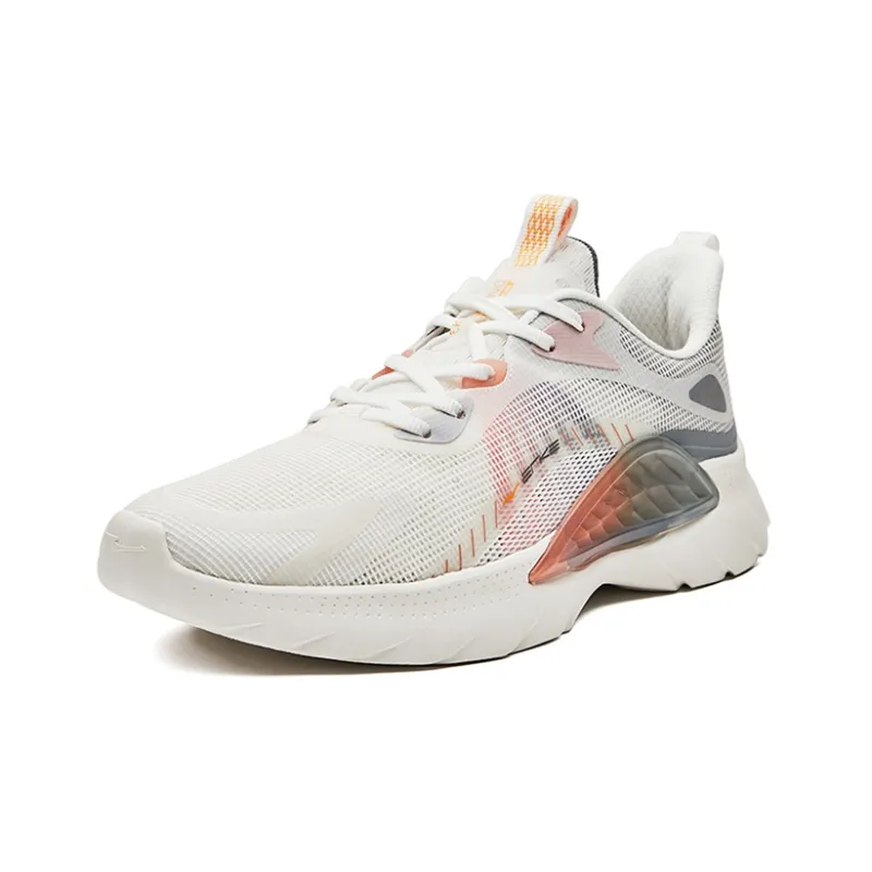 Erke Silk Road Spinning Breathable Low-Top Running Shoes Men's White Orange-1