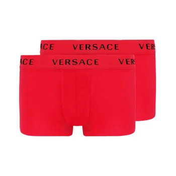 VERSACE Men's FW21 Logo Cotton Boxer Briefs 2 Packs Red