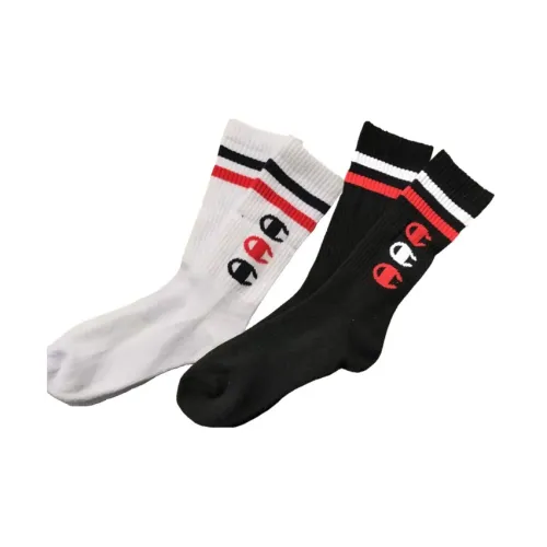 Champion Unisex C Logo Embroidery Socks 6 Packs Black/White