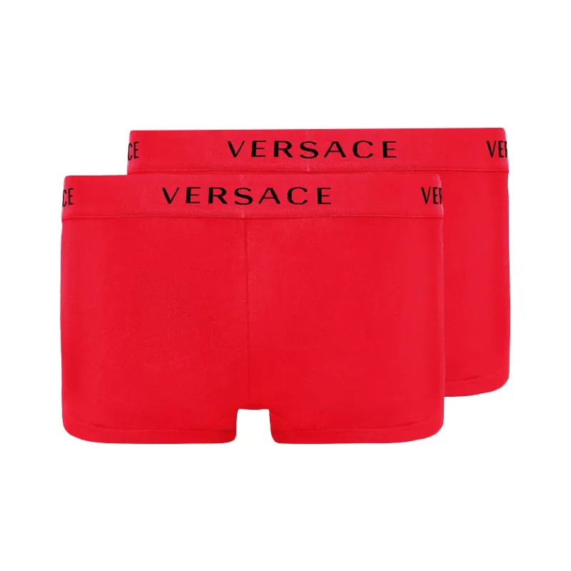 VERSACE Men's FW21 Logo Cotton Boxer Briefs 2 Packs Red-1
