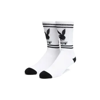 HUF x Playboy Crew Socks Unisex Stripe Printing Socks 1 Packs White