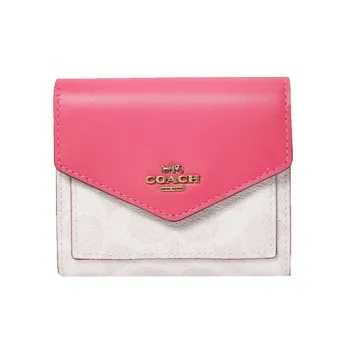 COACH Canvas Clutch Wallet Trumpets Women's Glacier White Monogram & Pink