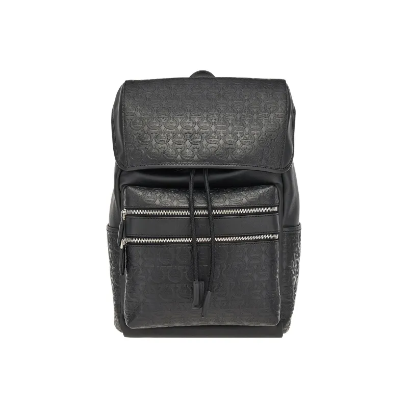 FERRAGAMO Cow Leather Backpack Men's Black-0