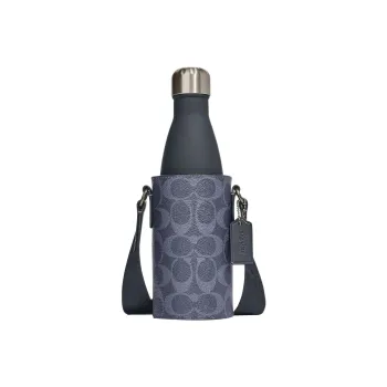COACH Coated Canvas With Pebble Texture Cow Leather Water Bottle Bag, Shoulder Bag, Crossbody Bag Mini Women's Blue