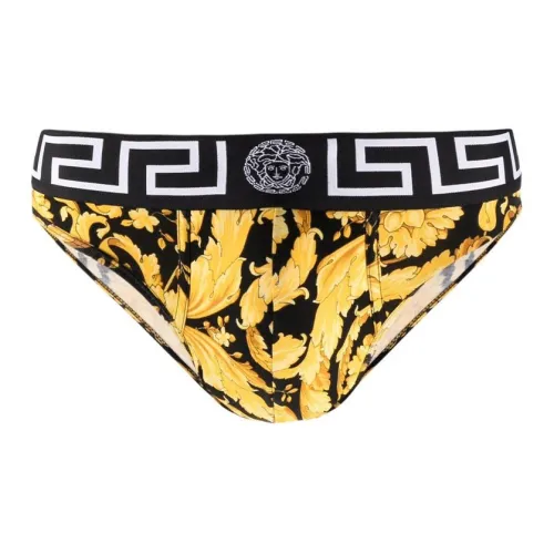 VERSACE Men's FW21 Logo Printing Briefs Yellow