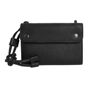 COACH Travel Wallet Pebbled Leather Crossbody Bag, Shoulder Bag Unisex Black