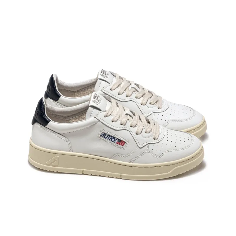 AUTRY Medalist Leather Low White Dark Blue Women's-1