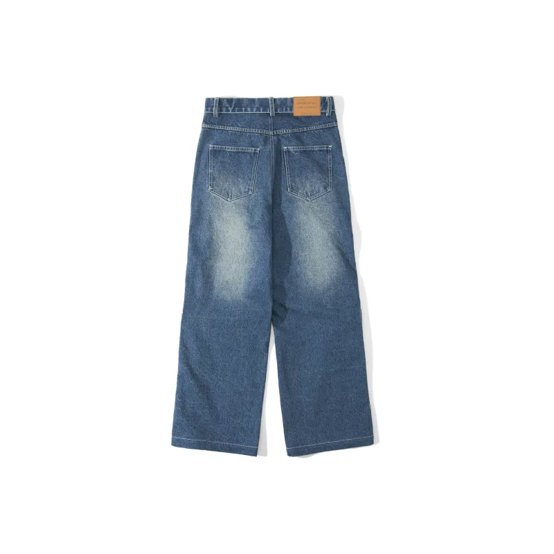 UNVESNO Wide Leg Jeans Unisex Dark Blue-1