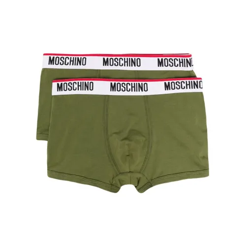 MOSCHINO Men's Logo Printing Boxer Briefs 2 Packs Green