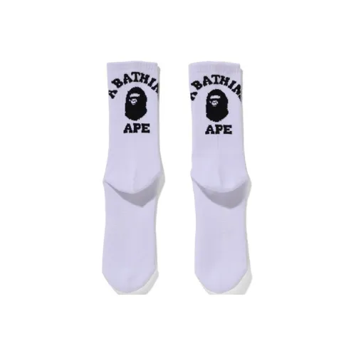 BAPE Men’s College Socks 1 Packs White