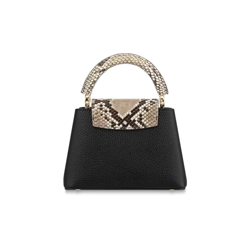 LOUIS VUITTON Capucines Leather With Python Skin Accents Capusin Shoulder Crossbody Handbag Mini Women's Black-2