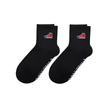Converse Ambrodery Chuck Mid Calf Socks Unisex 1 Set 2 Pack Black