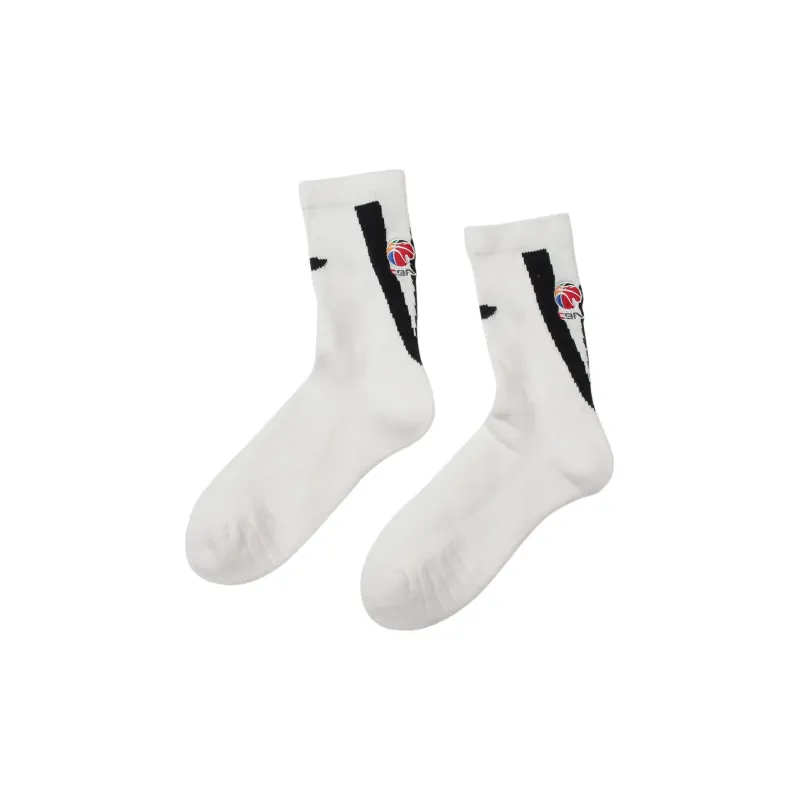 LiNing Sports Basketball Collection Knee High Socks Men's Men's White-1