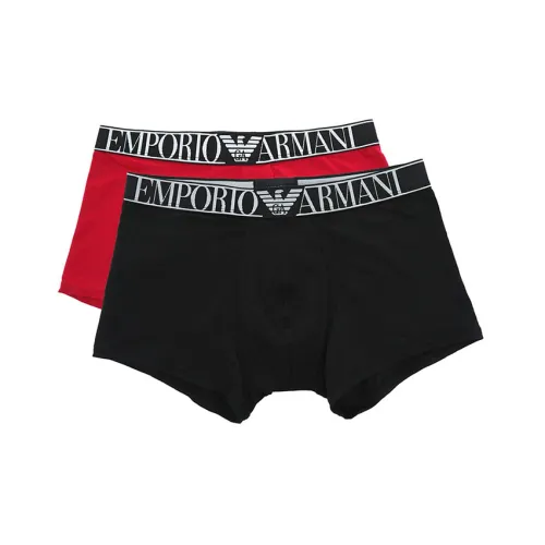 EMPORIO ARMANI Men's FW21 Logo Underwear 2 Packs Black/Red