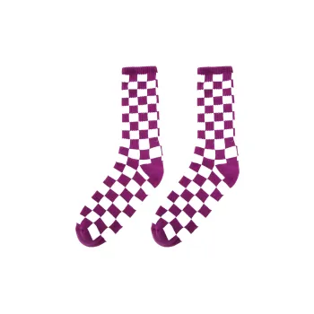 Vans Men's Damier Printing Middle Tube Stocking Purple/White