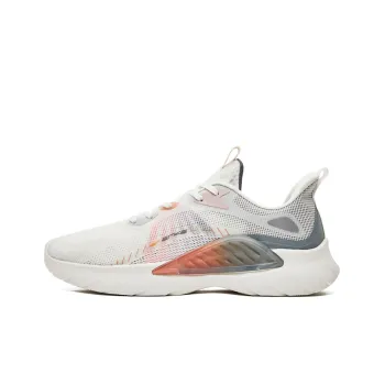 Erke Silk Road Spinning Breathable Low Top Running Shoes Men's White Orange