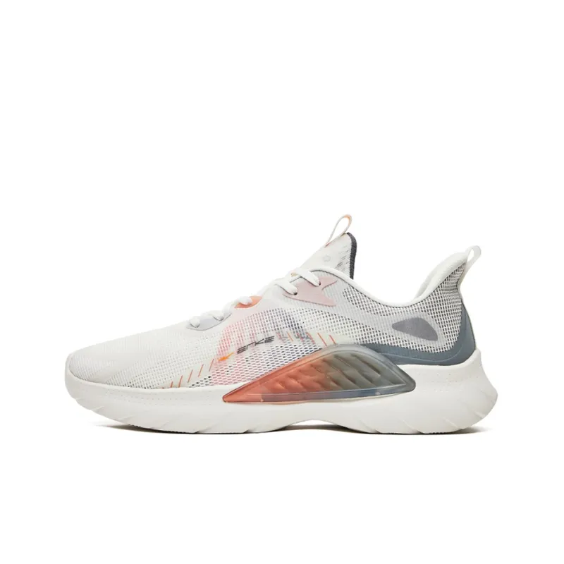 Erke Silk Road Spinning Breathable Low-Top Running Shoes Men's White Orange-0