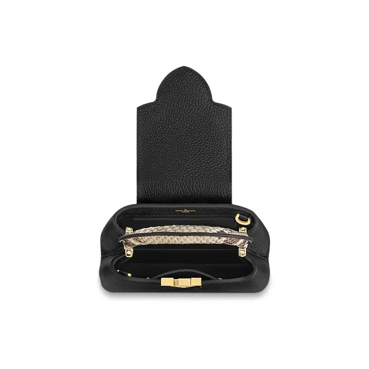 LOUIS VUITTON Capucines Leather With Python Skin Accents Capusin Shoulder Crossbody Handbag Mini Women's Black-4
