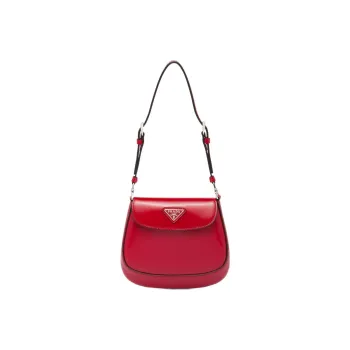 PRADA Leather One Shoulder Handbag Mini Women's Scarlet
