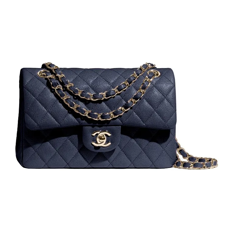 CHANEL Classic Flap CF Calfskin Chain Bag, Shoulder Bag Women's Dark Blue-0