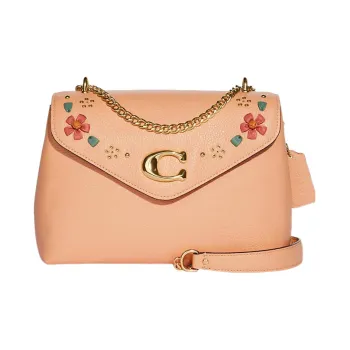 COACH Tammie Pebbled Leather With Nappa Leather Shoulder Bag Crossbody Bag Large Size Women's Nude Pink