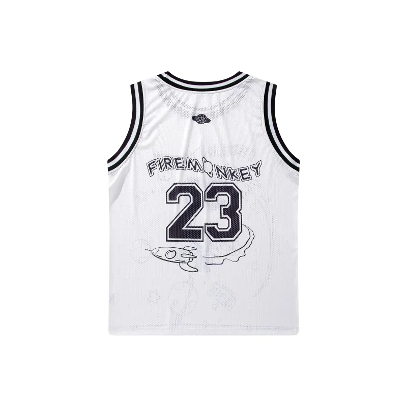 FireMonkey Basketball Jerseys Unisex White-1