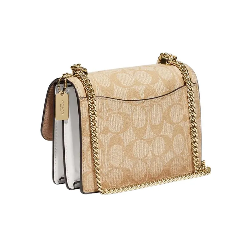 COACH Klare Cow Leather Artificial Leather Chain Bag Shoulder Bag Crossbody Bag Mini Women's Light Khaki & Chalk White-1