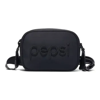 Pepsi Leather Small Square Bag, Crossbody Bag, Shoulder Bag Large Size Women's Midnight Black