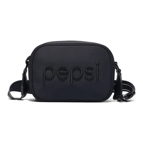 Pepsi Leather Small Square Bag, Crossbody Bag, Shoulder Bag Large Size Women's Midnight Black