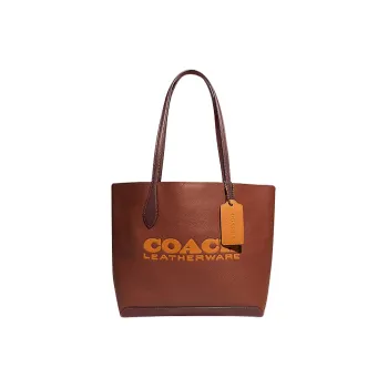 COACH Kia Cow Leather Tote Bag, Shopping Bag, Handbag, Shoulder Bag Women's Mixed Saddle Brown