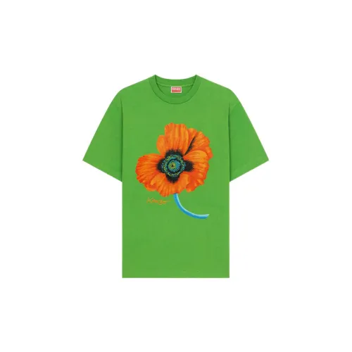 KENZO Poppy Flower Series T-Shirts Men Green