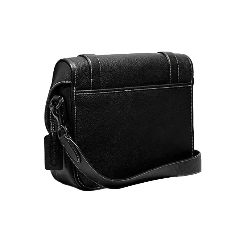 COACH Carriage Pebbled Cow Leather Messenger Bag Shoulder Bag Crossbody Bag Large Size Men's Black-1