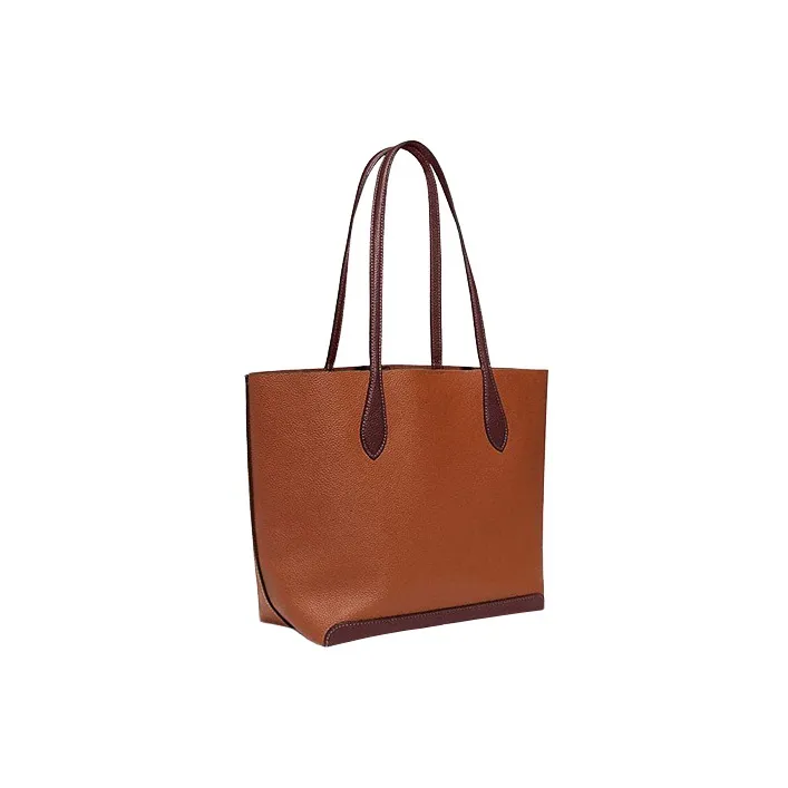 COACH Kia Cow Leather Tote Bag, Shopping Bag, Handbag, Shoulder Bag Women's Mixed Saddles Brown-1