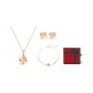 18K White Gold Double-Layer Four-Leaf Clover Bracelet+18K Rose Gold Necklace+18K Rose Gold Stud Earrings
