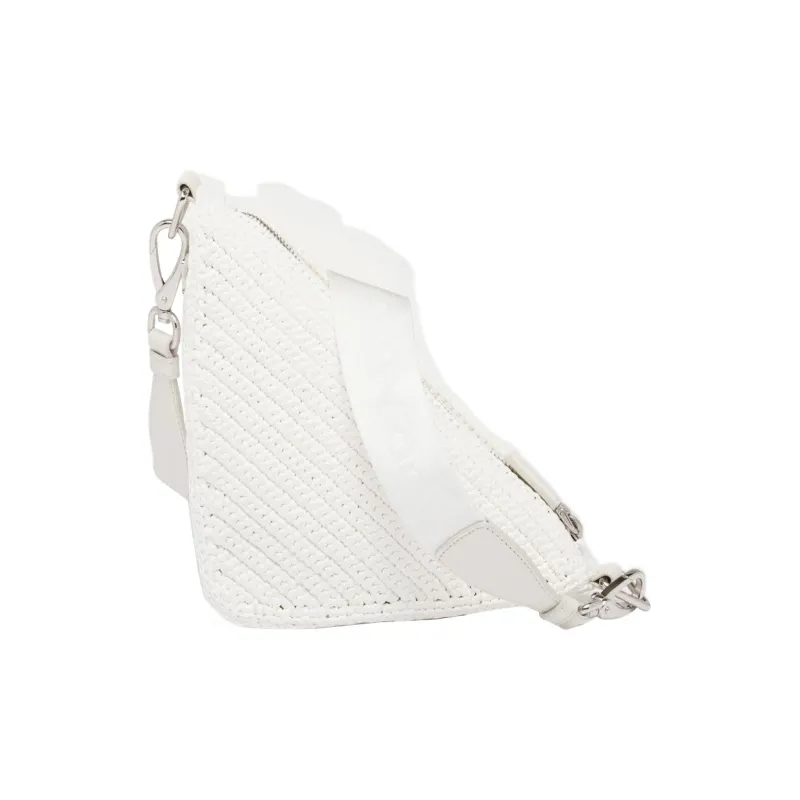PRADA Triangle Straw Woven With Wicker Woven And Raffia Fiber Shoulder Bag Crossbody Bag Women's White-2