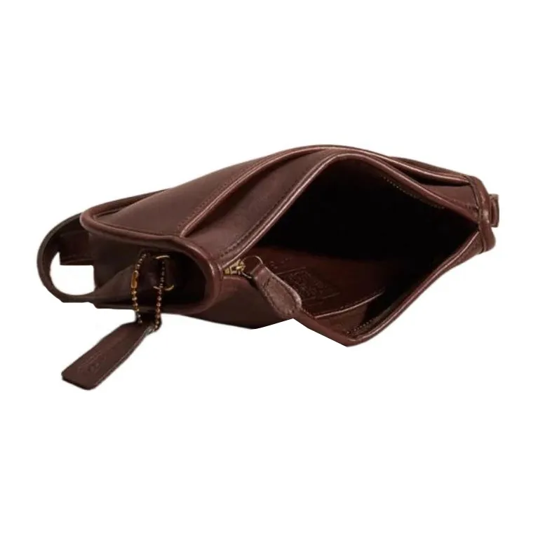 COACH Court Chromium Tanned Leather Shoulder Bag, Crossbody Bag Medium Size Women's Brown-2