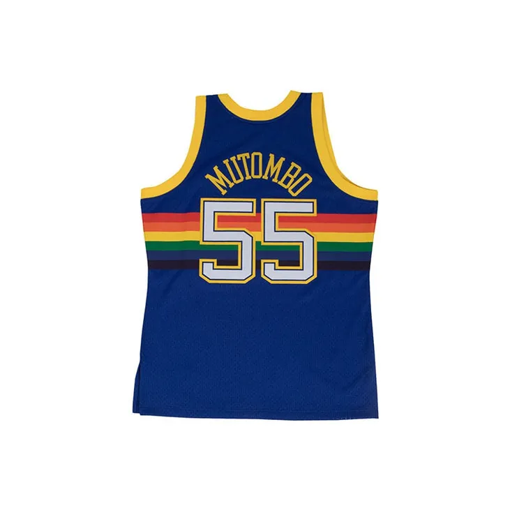 Mitchell & Ness Denver Nuggets Road 1991 92 Dikembe Mutombo Swingman Jersey-1