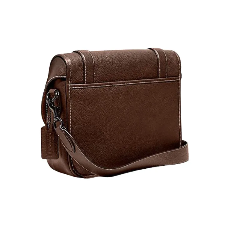 COACH Carriage Pebble Texture Cow Leather Messenger Bag, Shoulder Bag, Crossbody Bag Men's Coffee-1