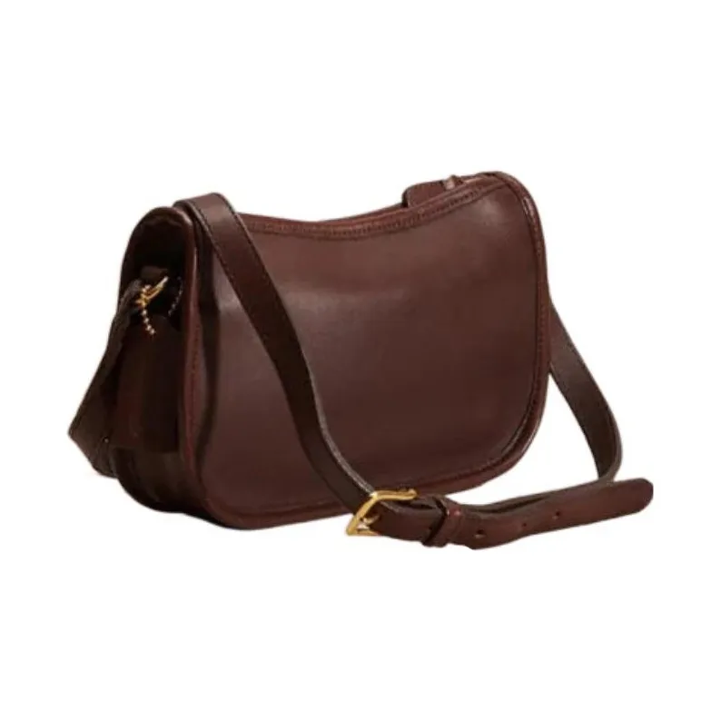 COACH Court Chromium Tanned Leather Shoulder Bag, Crossbody Bag Medium Size Women's Brown-1
