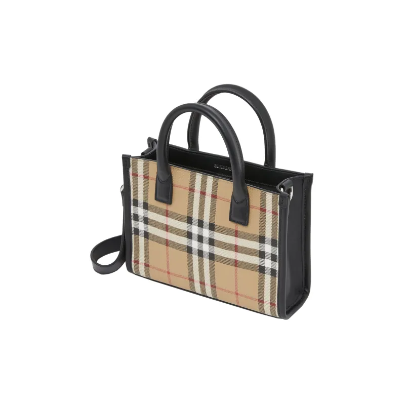 Burberry Mini Vintage Check And Leather Tote Bag Archive Beige-1