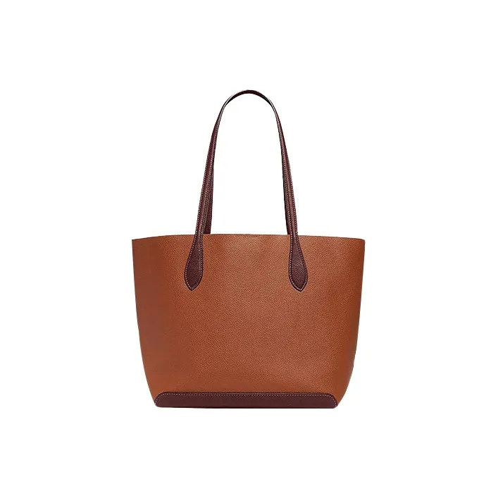COACH Kia Cow Leather Tote Bag, Shopping Bag, Handbag, Shoulder Bag Women's Mixed Saddles Brown-2