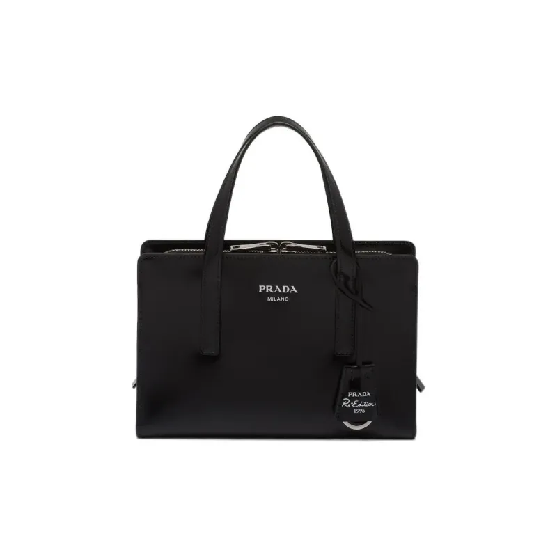 PRADA Re Edition 1995 Brushed Leather Mini Handbag Black-0