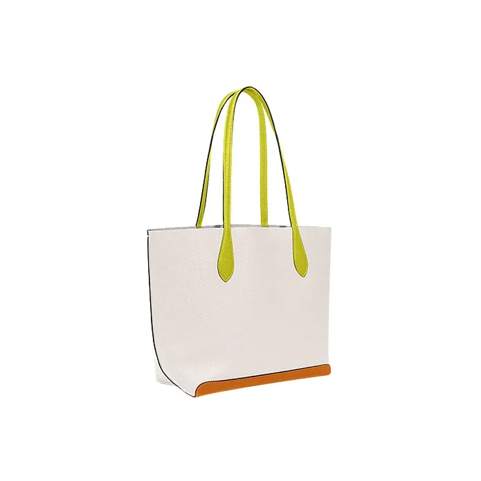 COACH Kia Cow Leather Tote Bag Shopping Bag Handbag Shoulder Bag Women's Chalk Multicolor-1