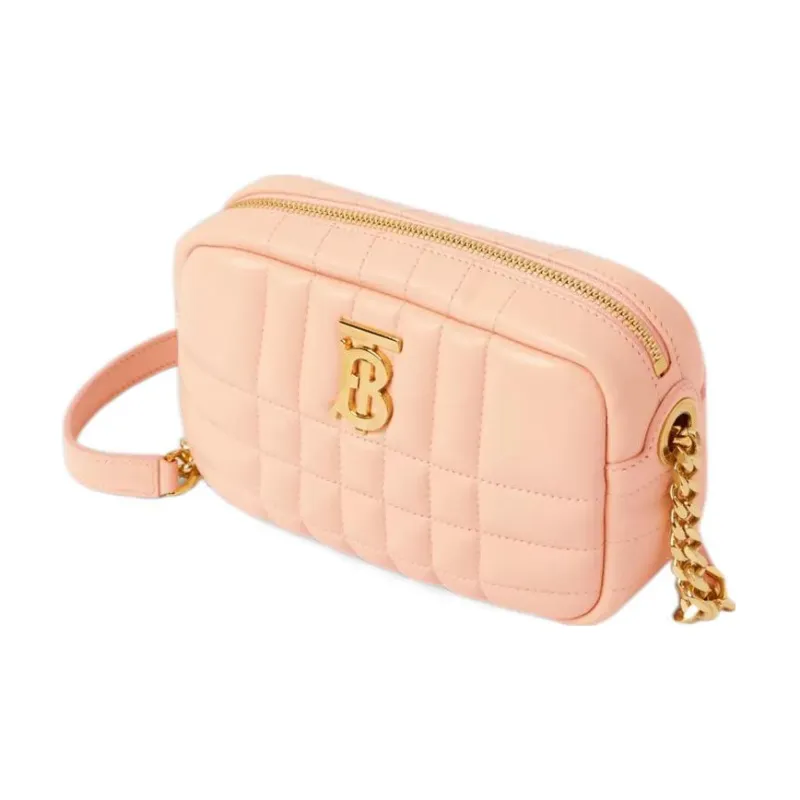 Burberry Lola Bag Lambskin Camera Bag, Handheld Shoulder Bag, Crossbody Bag Mini Women's Peach Pink-3