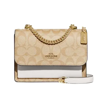 COACH Klare Cow Leather Artificial Leather Chain Bag Shoulder Bag Crossbody Bag Mini Women's Light Khaki & Chalk White