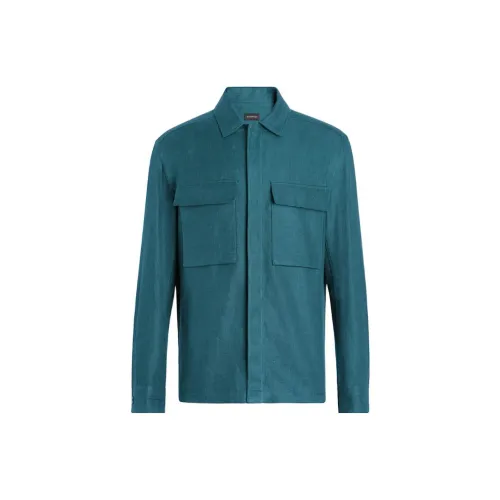 Ermenegildo Zegna Shirts Men Blue/Green