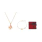 18K White Gold Double-Layer Four-Leaf Clover Bracelet+18K Rose Gold Necklace